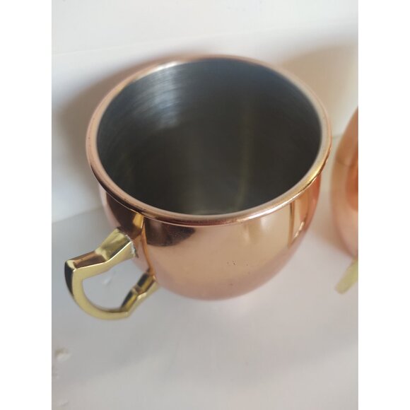 Eco One by Silver One Intl. Moscow Mule Mugs(2) Copper/Silver Brass Handles - Picture 5 of 12